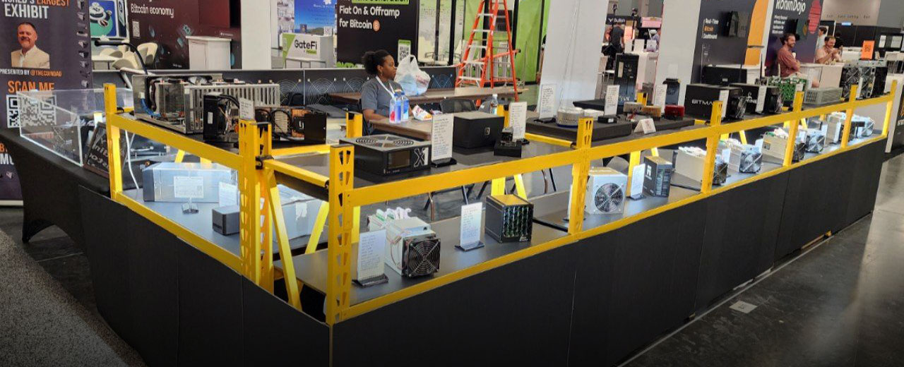 Avalon 2 and Avalon 2 miners in display case